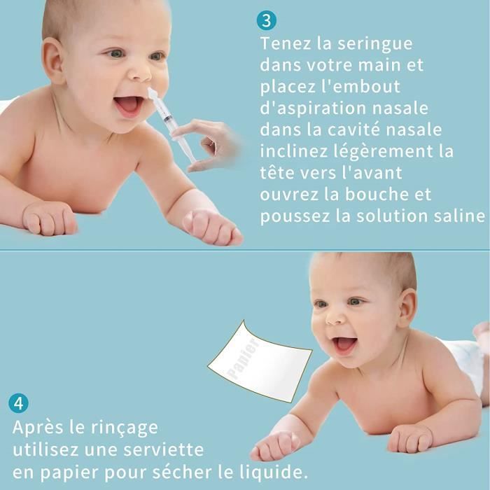 2pcs Seringue nasale pour bébé, irrigateur nasal de 10 ml, irrigateur nasal  Mouche-bébé avec coffre-fort