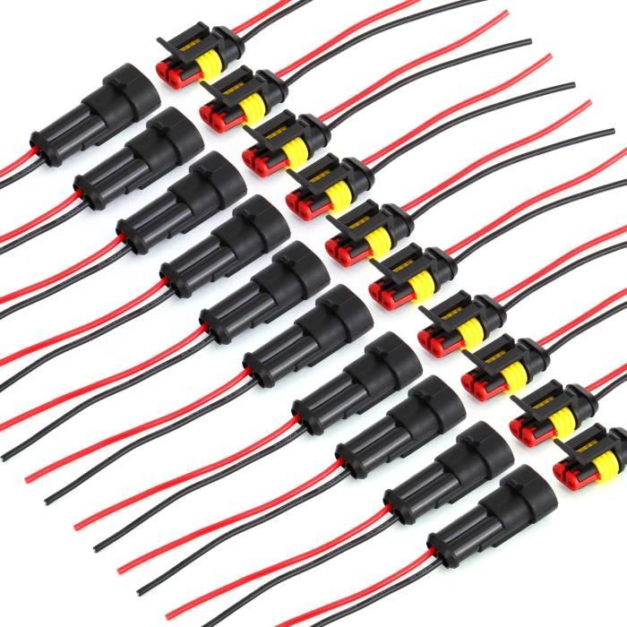 10 Pcs connecteur étanche 2 broches électrique avec cable plug fil voiture  moto - Cdiscount Bricolage