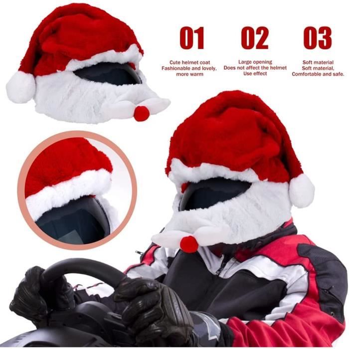 Couvre-casque de moto du père Noël,Housse-casque de moto en peluche  universel, chapeau de Noël,cadeaux de Noël(Casque Non Inclus) - Cdiscount  Auto