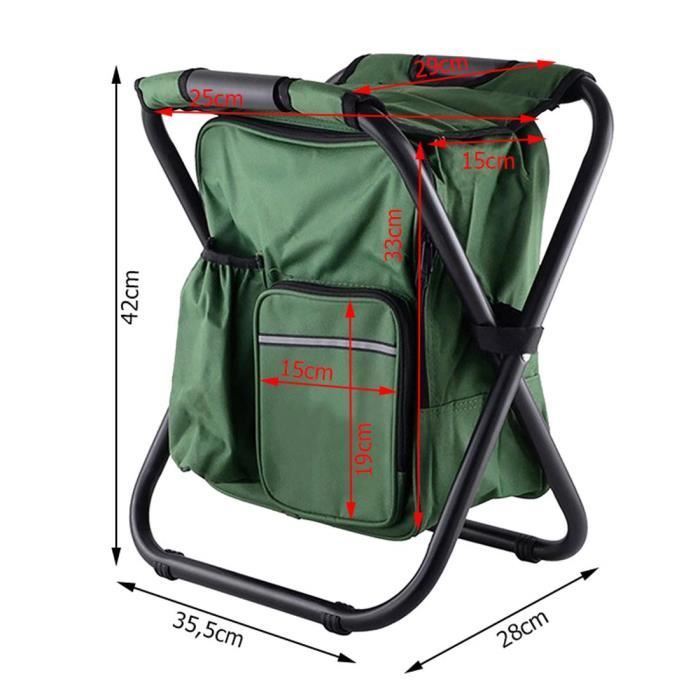 Sac Isotherme Tabouret 2-en-1 – Sac à Dos Chaise – Pêche Camping
