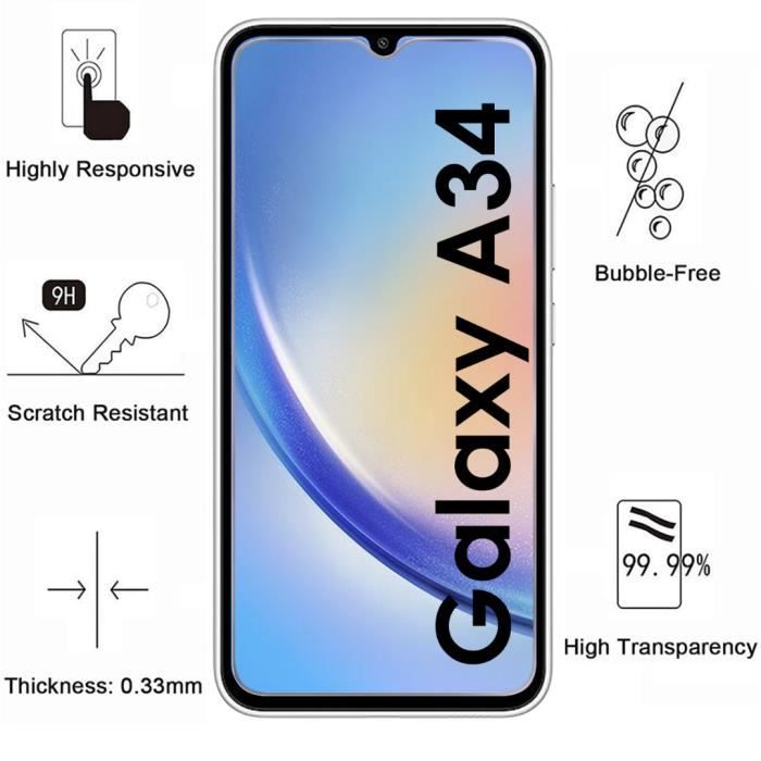 Verre Trempé pour Samsung Galaxy A34 5G [Pack 2] Film Vitre Protection Ecran  Phonillico® - Cdiscount Téléphonie