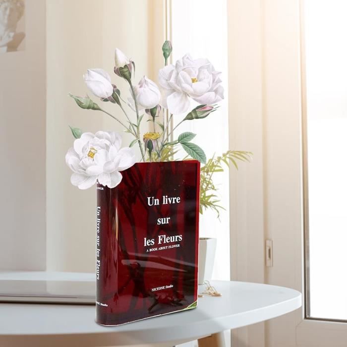 Vase Transparent En Acrylique Forme Livre - 20x15x4 Cm - Décoration Moderne Pour Fleurs Fraîches Ou Séchées - Salon, Bureau, Café