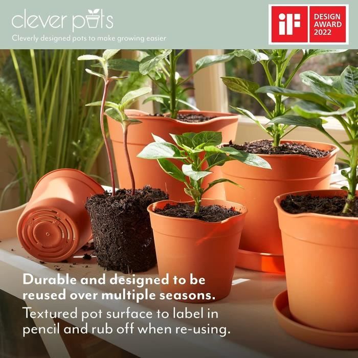 Clever Pots Pot de Fleur Interieur Grande Taille, 6x Pots de Fleurs  Plastique 30cm pour Fleurs et Plantes, Pot Plante Intérieur et Extérieur  avec