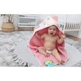 Serviette à capuche pour bébé - Serviette de bain pour bébé Serviette pour enfant en coton Fleur Rose-3
