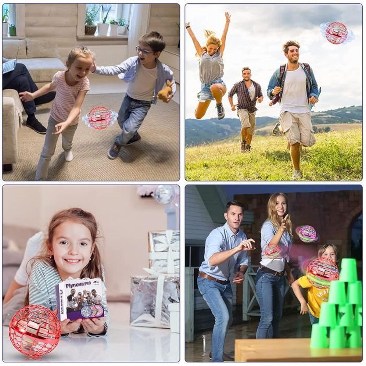 Balle volante cadeau pour anniversaire drones pilotées à la main pour adolescents et adultes mini drones OVNI pour intérieur ou extérieur Noël Nouvel An bleu 