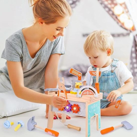 Établi Pliable Enfant – Kit D'outils Complet – Boîte à Outils Transformable – Jouet Bricolage Dès 3 Ans