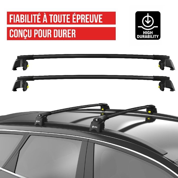 Barres De Toit Turtle Alu Noir Pour Seat Ateca KH7 (2016-2023), Pour Rails Ouverts
