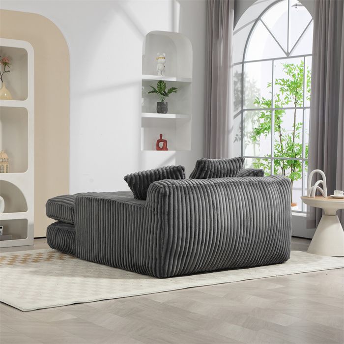 Pouf Canapé Paresseux Géant En Velours Côtelé Rayé - Rembourré, Doux Et Confortable - Pour Salon, Chambre, Balcon - 7
