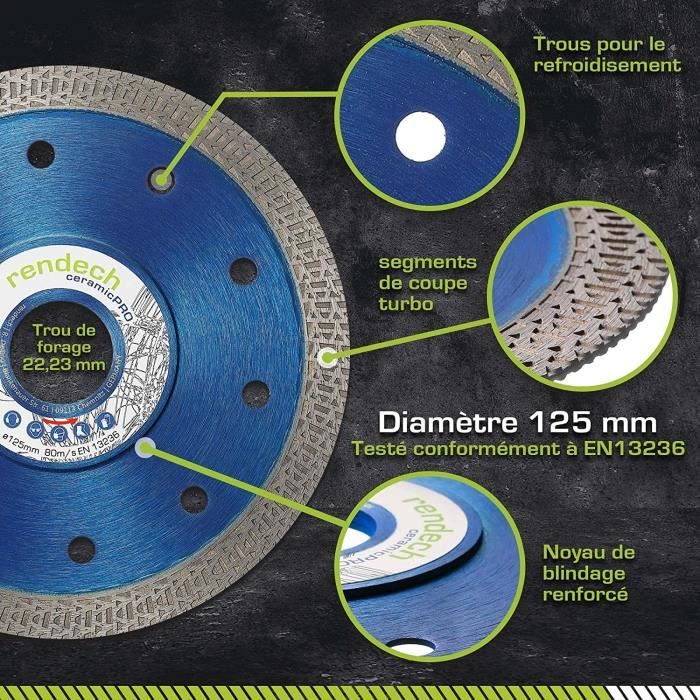 Disque diamant 125 mm de turbo pour CarrelageCeramiquegrès cérame