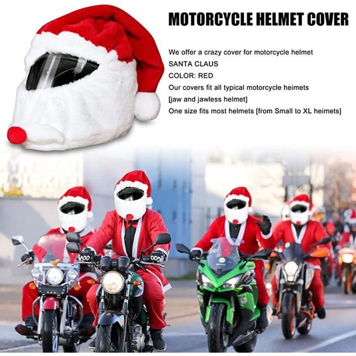 Housse Casque Moto Père Noël - Anti-poussière, Déguisement Noël - Taille Universelle