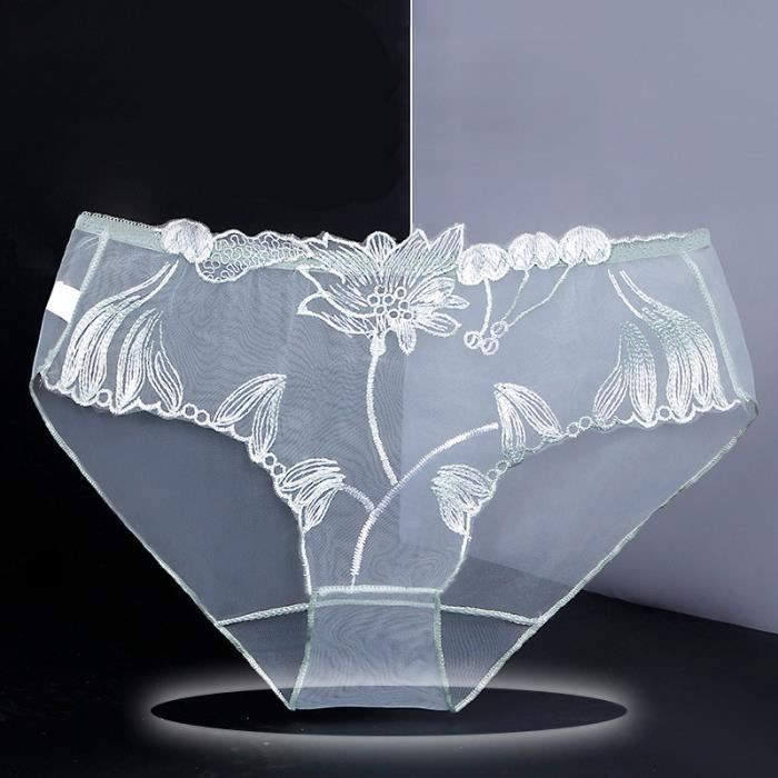 Culotteslip,Culotte transparente en dentelle sexy pour femme,slip en maille brodée,taille basse