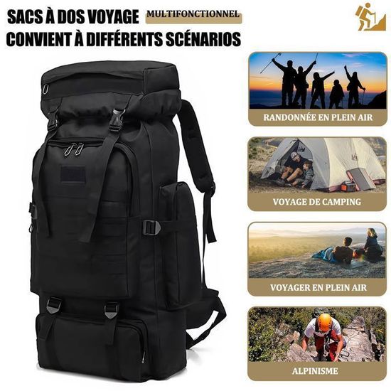 Sac à Dos Randonnée 80L Léger Et Résistant - Homme Femme - Idéal Trekking, Camping, Voyage