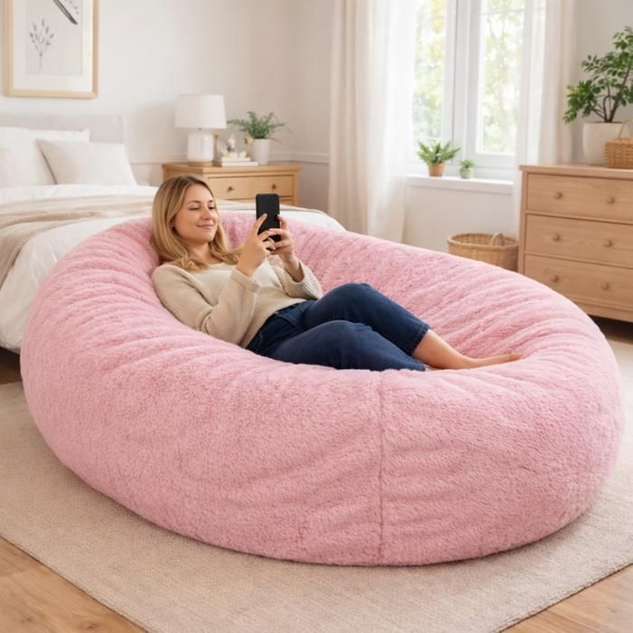 Housse De Pouf Géant En Fausse Fourrure - 3 Tailles (1,6m à 2,1m), Ultra Douce, Lavable, Sans Remplissage - 6