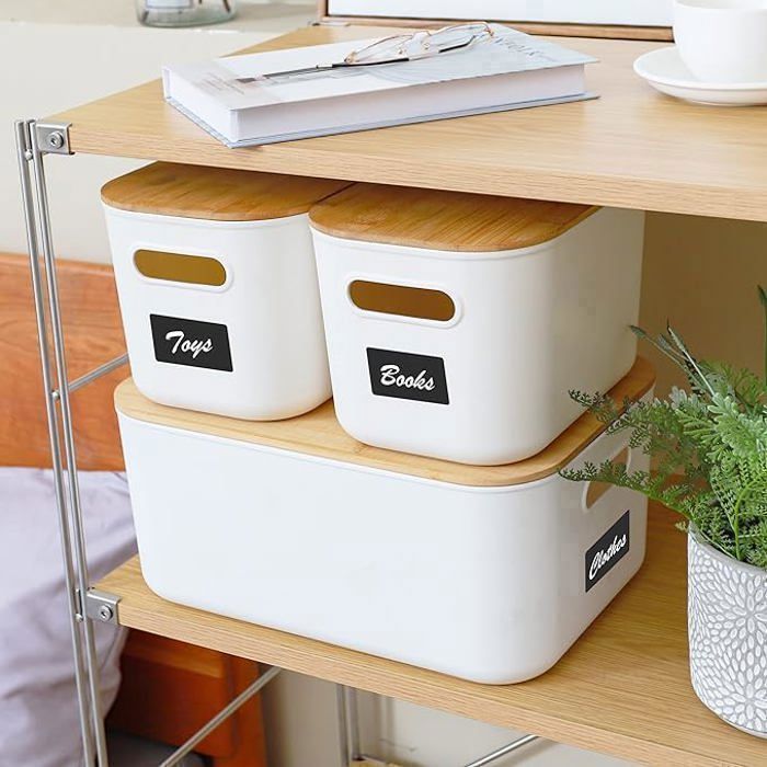 Sagittar Lot De 6 Boîtes De Rangement Avec Couvercle En Bambou