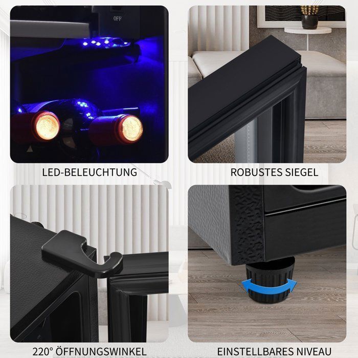 Mini Frigo Bar à Porte Vitrée Noir - 30 L