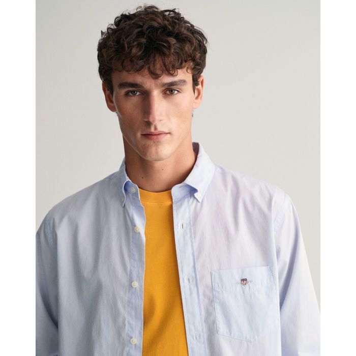 Chemise Gant Regent En Popeline Rayée Bleu Marine - Neuf Avec étiquettes - Coton, Taille Standard