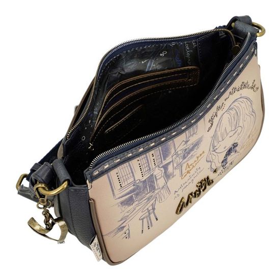 Sac Bandoulière Croisé Anekke Studio - Multicolore (beige/bleu/marron) - Dimensions 23x16x8 Cm - Bandoulière Réglable