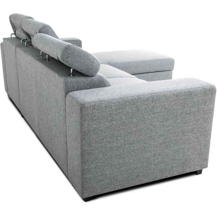 Canapé d'angle convertible et réversible en tissu taupe DERAMOP