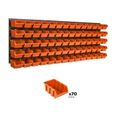 Lot de 70 boîtes XS bacs a bec orange pour système de rangement 115 x 39 cm au garage-0