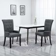Chaise de salle à manger avec accoudoirs - OVONNI - Gris foncé - Tissu - Bois massif - Contemporain - Design-0