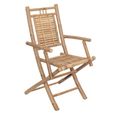 Chaise pliante en bois de bambou marron, Sans Assemblage, siège en osier décoratif et fonctionnel pour terrasse, balcon, jardin, 98-0