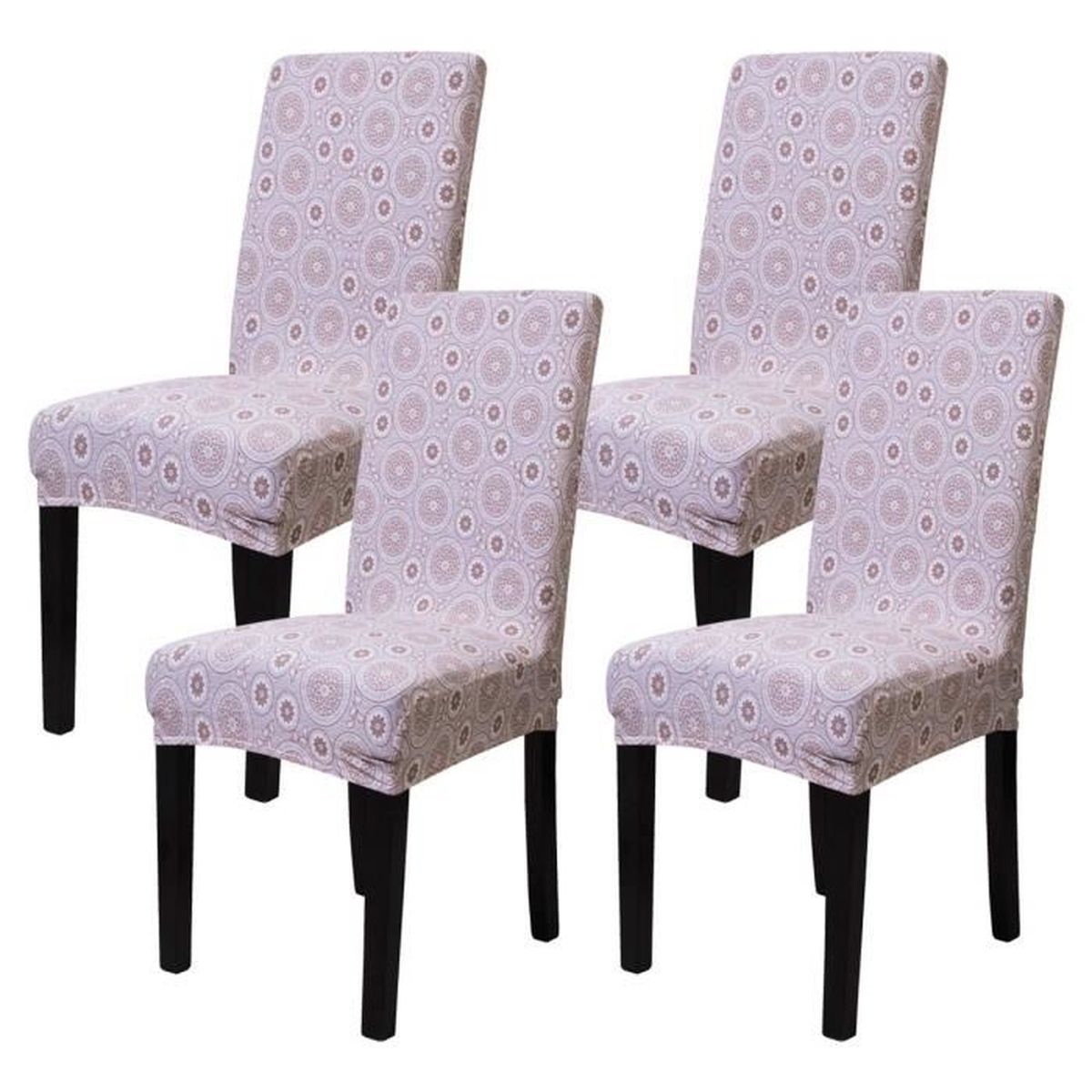 4 Pièces Housse de Chaise Salle à Manger Extensible Motif Moderne