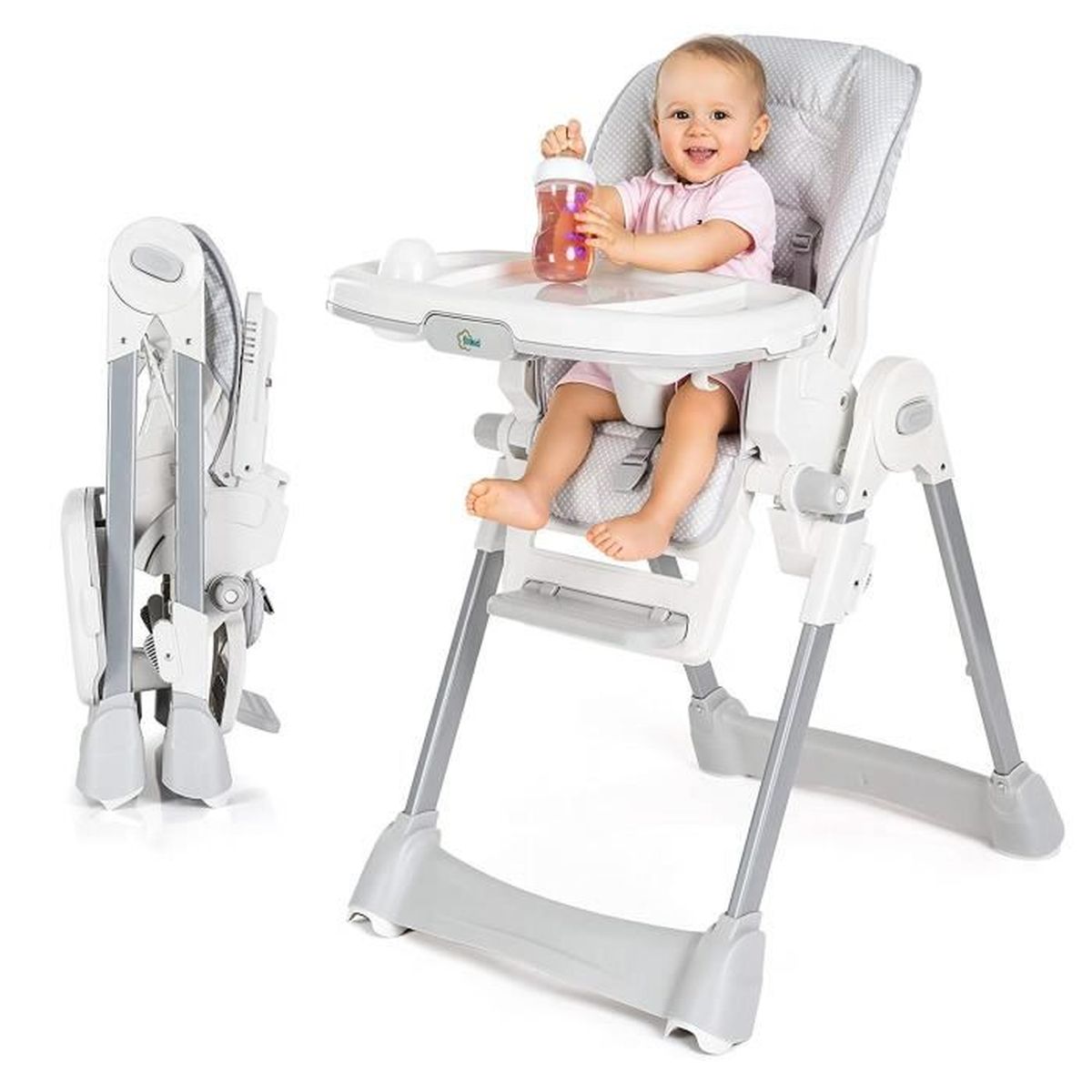 Chaise Haute Bebe Evolutive Avec Dossier Inclinable Coussin Harnais Et Tablette Avec Plateau Amovible Reglable En Hauteur Et P Cdiscount Puericulture Eveil Bebe