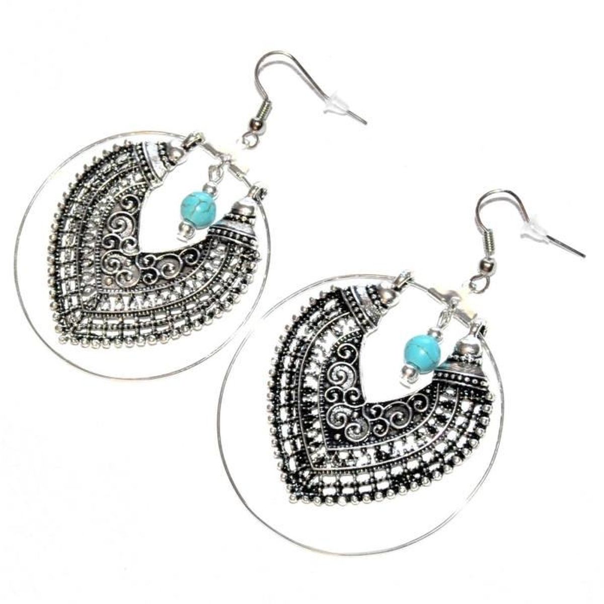 HOWLITE BOUCLES D/'OREILLES PENDANTE GOUTTE EN PLAQUÉ ARGENT