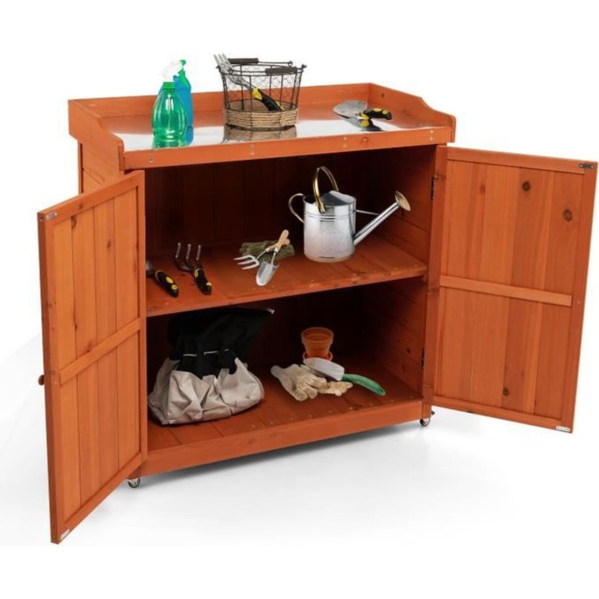 COSTWAY Rangement de Jardin Armoire en Bois Table de Jardinage avec