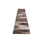 TAPISO Tapis de Couloir Poil Court SARI Marron Foncé Beige Rayures Polypropylène Intérieur 80x530 cm