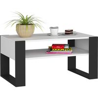 Table à café AKORD table basse DOMI Blanche 92 cm couleur Noir 92x53x45 cm