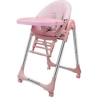 Chaise haute enfant reglable pliable portable multifonction confort avec 4 roues - rose