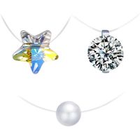 Collier en argent 925 femme,ras de cou,clavicule invisible,collier perle,collier étoile cristal