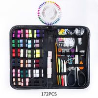 172pcs Boîte de couture de voyage, Kit de fils à coudre, aiguilles à tricoter, outils, boutons en tissu, cise