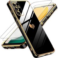 Coque pour Samsung Galaxy A14 4G-5G Noir Antichoc Motif Cœur Amour et 2 Verres Trempés