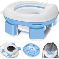 3-in-1 Pot Toilette Bebe, Toilettes pour Enfants, Pliable Portable Pot Enfant avec Sac Rangement/Nettoyage pour Voyage Maison -