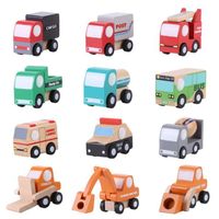 12 pièces de jouets en bois pour bébés, enfants, voiture de dessins animés, jouets éducatifs pour l'éveil de l'enfant