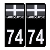 Autocollant Sticker Plaque d'immatriculation Voiture 74 Croix de Savoie Version Bis Noir