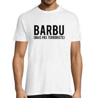 T-Shirt Homme Barbu mais Pas terroriste - Tee Shirt col Rond Humour Noir pour Homme avec Une Grosse Barbe (S-XXL)