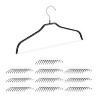 100x Cintres antidérapant en set, Revêtement caoutchouc, Cintres métal chemises, Crochet 360°C, 42 cm, noir - 4052025293857