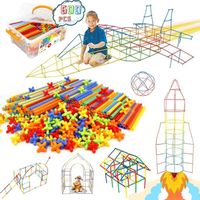 Jouets de construction 600 jouets de paille jouets en plastique interverrouillés jouets d’ingénierie jouets de bloc de construction