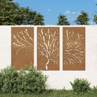 vidaXL Décorations murales jardin 3 pcs 105x55 cm design d'arbre acier 824511
