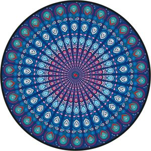 NATTE - TAPIS DE PLAGE Serviette de Plage, Nappe Tapisserie de Plage, Tapis de Yoga Rond Mandala, 150 x 150 cm, bleu.[Z1858]