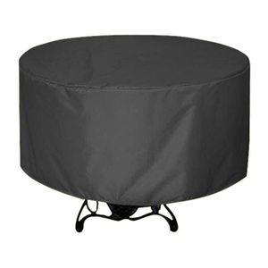 Housse De Protection Deluxe Wehncke Pour Table Ronde De Jardin Ø125 X H83 Cm – Noir – Imperméable Et Robuste