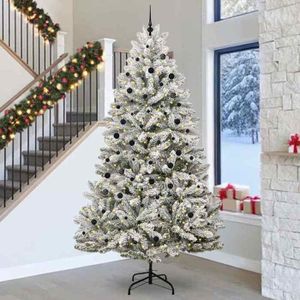 Couronne De Noël Floquée En PVC De 50cm, Neige Artificielle Et Branches De Pin Givrees Ideale Pour Les Decorations De Fenetre Lumiere Chaude 97349963