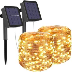 LAMPE DE JARDIN  Guirlande Lumineuse Exterieur Solaire - Litogo - 10 mètres - 100 lumières - Lumière jaune