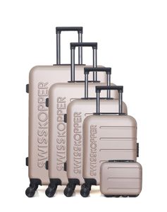 SET DE VALISES Set de 4 valises et vanity ABS AIGLE-U - ROSE DORE - SWISS KOPPER - Grand - Rigide - Imperméable - Mixte