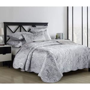 Crouvre Lit Boutis Satin Soie Rouge