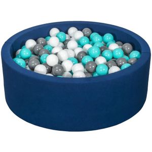PISCINE À BALLES Velinda - 24193 - Piscine à balles Aire de jeu + 450 balles bleu marine blanc,gris,turquoise