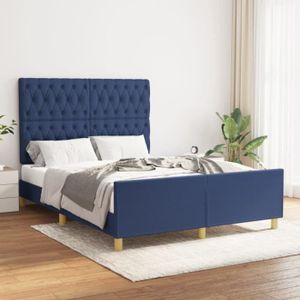 TÊTE DE LIT Cadre de lit avec tête de lit Bleu - DRFEIFY - 140